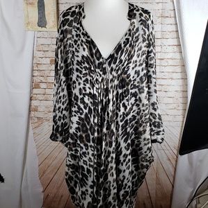 DVF cheetah print dolman sleeve silk dress